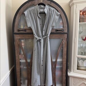 Calvin Klein Black and White Gingham Midi Dress